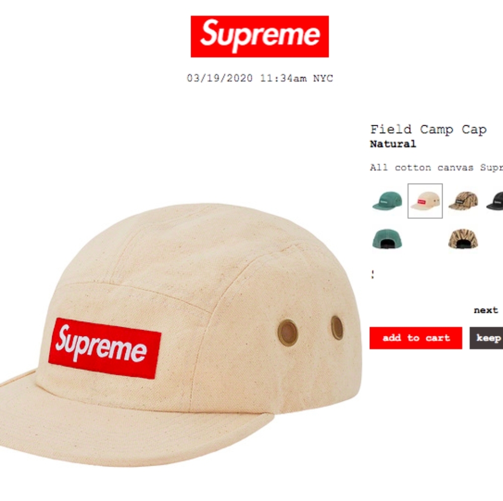 Supreme field camp cap